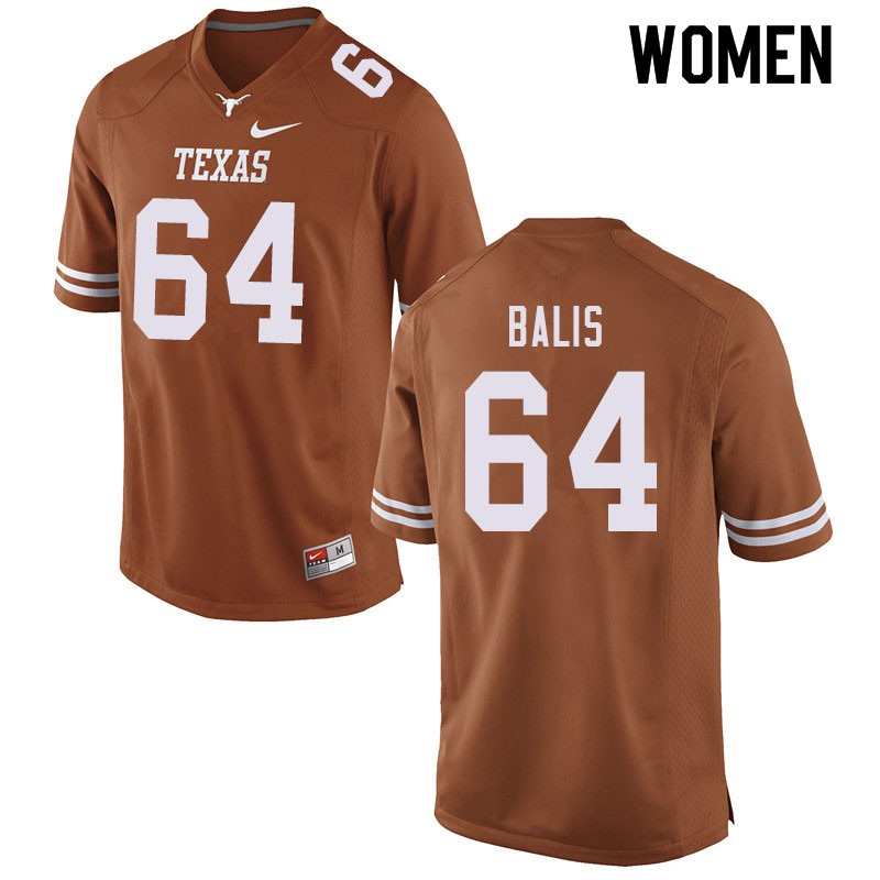 Women #64 Michael Balis Texas Longhorns College Football Jerseys Sale-Orange